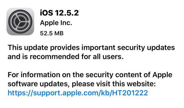 富阳苹果手机维修分享iOS12.5.2发布，建议所有老苹果用户安装 